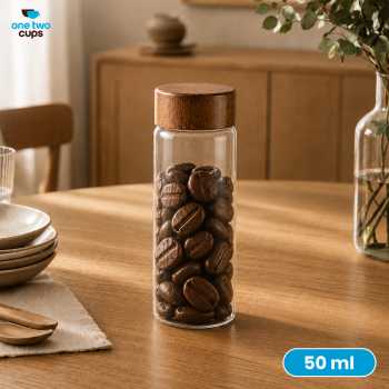 One Two Cups Toples Kaca Penyimpanan Makanan Tutup Plastik 50ml - TK820