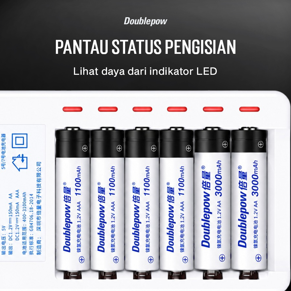 Gambar produk Doublepow Charger Baterai 6 Slot AA AAA Ni-MH Ni-CD with LED - DP-U06 - 2