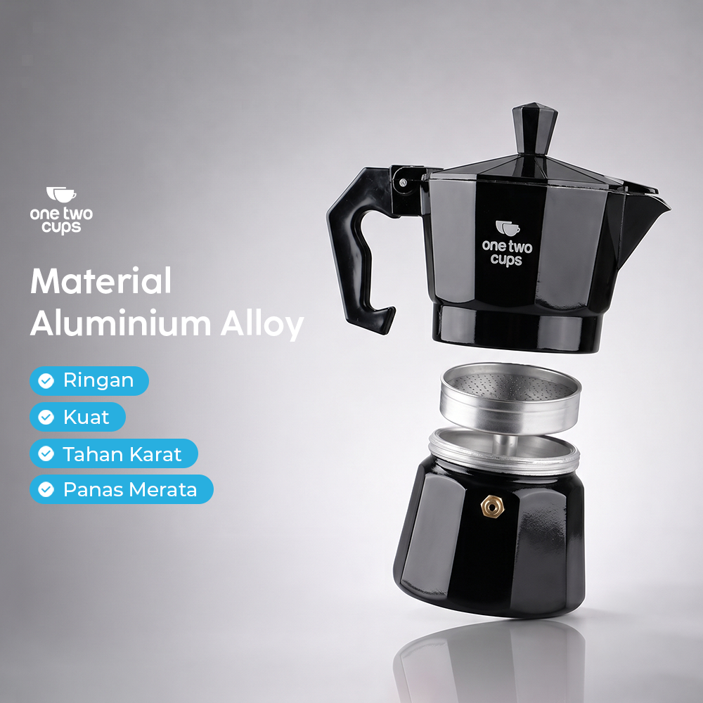 Gambar produk One Two Cups Moka Pot Teko Kopi Espresso Coffee Maker Stovetop 3 Cup 150ml - L10 - 2