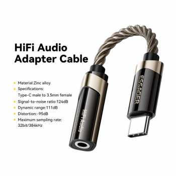 Gambar produk ESSAGER DAC Adaptor Audio HiFi OTG USB Type C to 3.5mm CX31993 - ES-YP29 - 7
