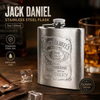 Gambar produk Hip Flask Stainless Steel Botol Minum Liquor Whiskey Vintage 7oz Jack Daniel - H-7