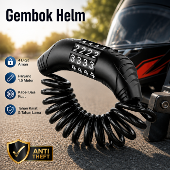 Gambar produk Miskall Gembok Helm Sepeda Motor Kunci Kombinasi Angka 4 Digit 1.5M - T608