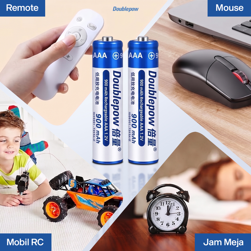 Gambar produk Doublepow Baterai Isi Ulang AAA Ni-MH Button Top 900mAh 1.2V 2 PCS - 4