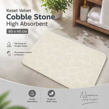 TaffHOME Keset Kamar Mandi Cobble Stone Super Absorbent 60x40cm - Jn39