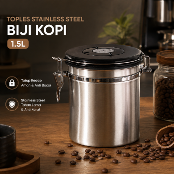 Gambar produk One Two Cups Toples Stainless Steel Penyimpan Biji Kopi Calender 1.5L - MSS19