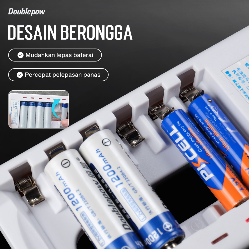 Gambar produk Doublepow Charger Baterai 6 Slot AA AAA Ni-MH Ni-CD with LED - DP-U06 - 5