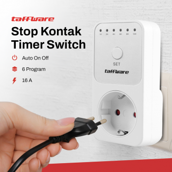 Gambar produk Taffware Stop Kontak Timer Switch Digital 6 Program EU Plug 16A 230V - W03