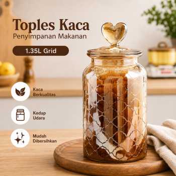 One Two Cups Toples Kaca Penyimpanan Makanan Kedap Udara 1.35L - GFS138
