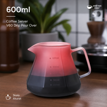 One Two Cups Teko Kopi Coffee Server V60 Drip Pour Over Kaca 600ml - LCS38
