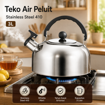APANJA Teko Air Panas Bunyi Siul Whistle Kettle Stainless Steel 410 3L - WS-10