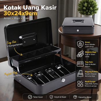 TaffGUARD Kotak Uang Kasir Brankas Coin Cash Drawer Key lock 30x24x9cm - IW201