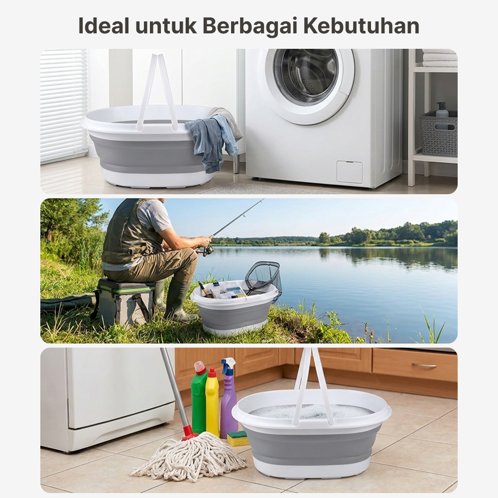 Gambar produk LAZEWING Baskom Ember Lipat Laundry Water Bucket Foldable 11L - B244 - 4