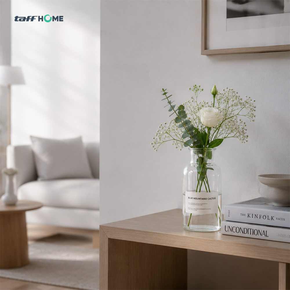 Gambar produk TaffHOME Vas Bunga Botol Kaca Aesthetic Bottle Vase Flower Pot 500ml - EN549 - 6
