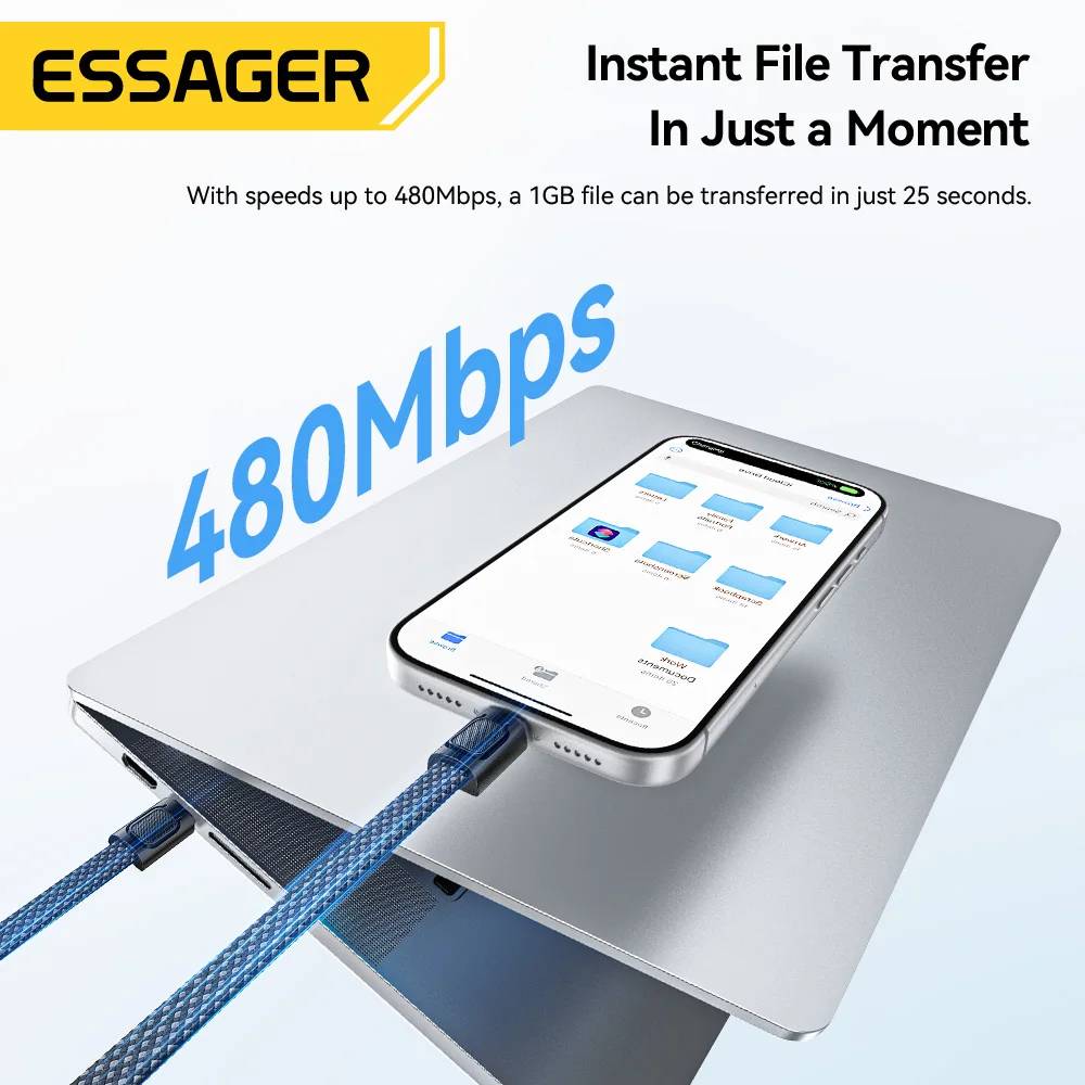 Gambar produk ESSAGER Kabel Charger USB Type C Lanyard Fast Charging 3A 60W 30cm - ES-X84 - 5