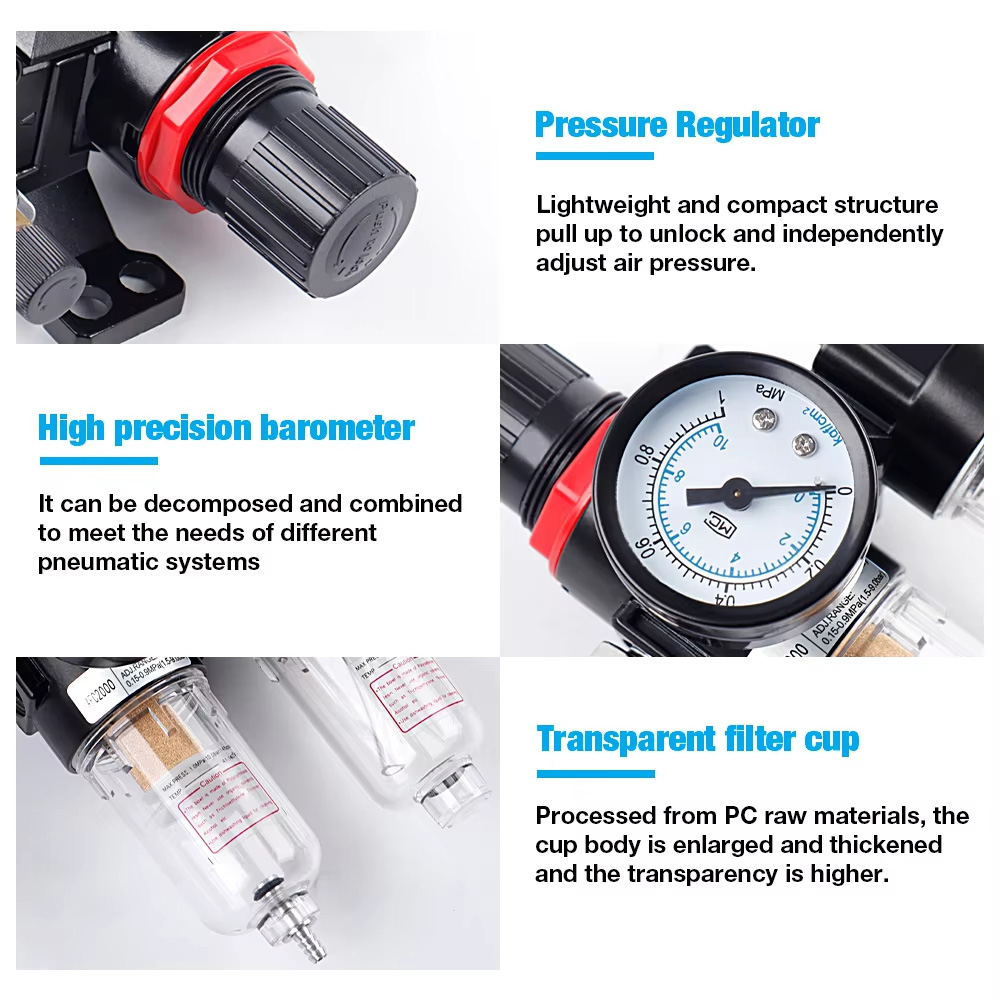 Gambar produk Ge Air Filter Regulator Pneumatic Kompresor G1/4 Konektor SM PM20 - AFC-2000 - 2