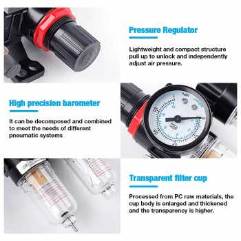 Gambar produk Ge Air Filter Regulator Pneumatic Kompresor G1/4 Konektor SM PM20 - AFC-2000 - 2