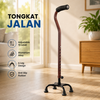 Maston Alat Bantu Tongkat Jalan Walking Cane Adjustable 10 Level 4 Leg - AL-012