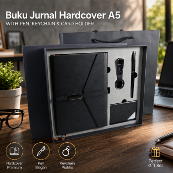 LUV Buku Jurnal Hardcover Cover Kulit A5 with Pen Keychain Card Holder - HC-75