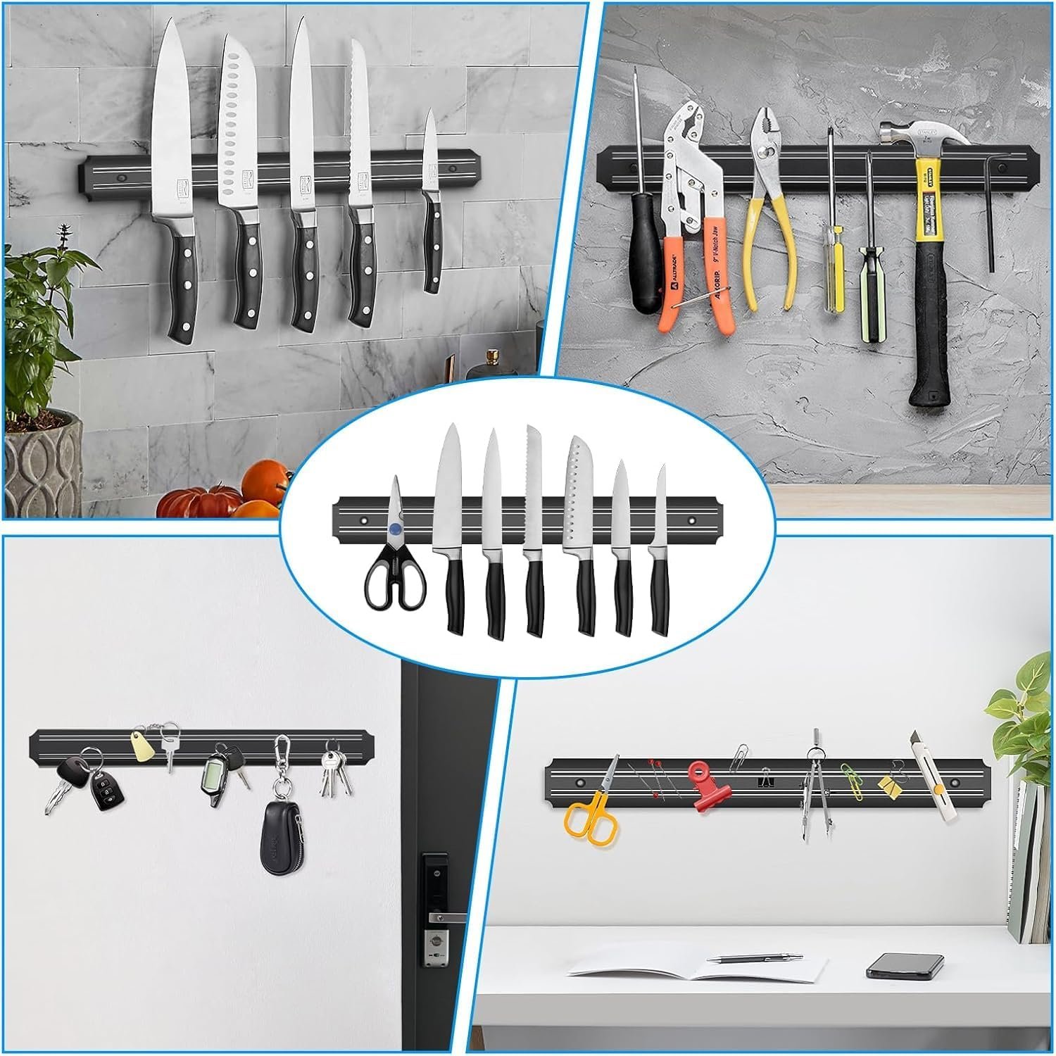 Gambar produk FITTO Rak Pisau Magnet Serbaguna Wall Mounted Magnetic Knife Holder 33cm - DS-100 - Kemasan