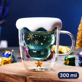 WARM HOME Cangkir Kopi Kaca Double Wall Tahan Panas Mug Glass 300ml - WH3