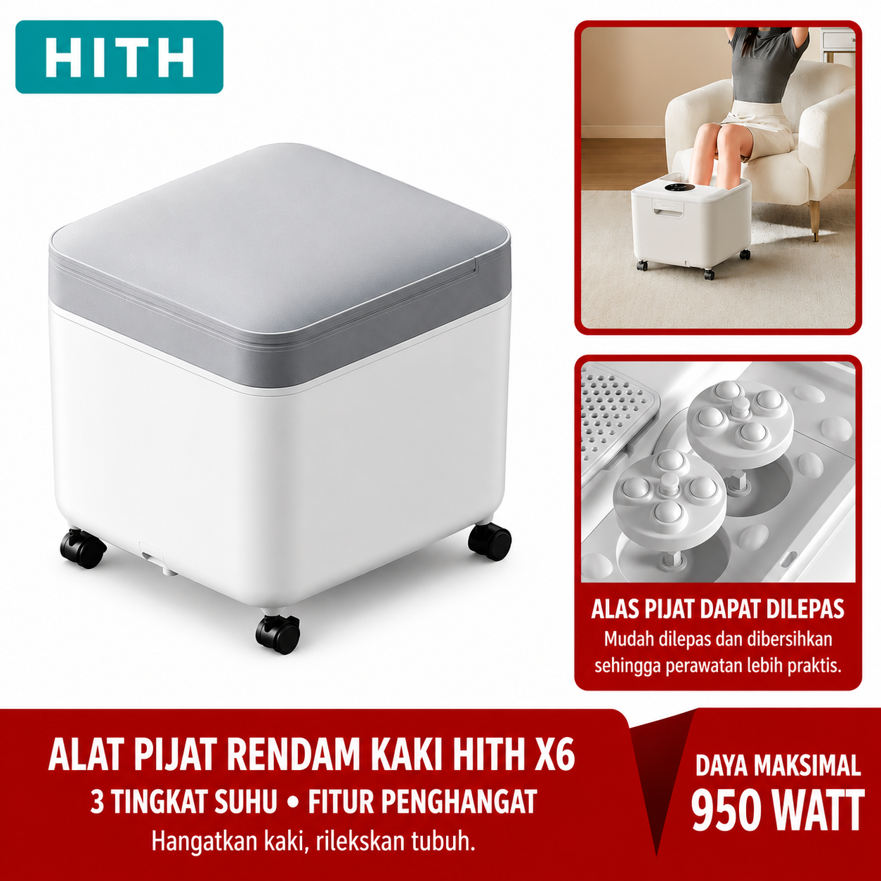 Gambar produk HITH Alat Pijat SPA Kaki Intelligent Foot Bath Massage Heating - YMZ-X6 - Utama
