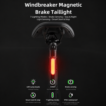 ROCKBROS Lampu Belakang Sepeda LED Magnet Tail Light 7 Mode 400mAh - XDA01