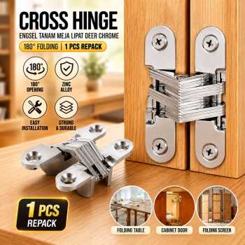 BAZAC Engsel Hinge Kabinet Tanam Meja Lipat Deer Chrome Cross 1 PCS - HX10