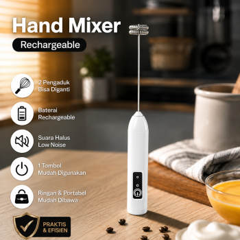 POEMY Hand Mixer Mini Pengocok Milk Frother Rechargeable 3 Speed - D03