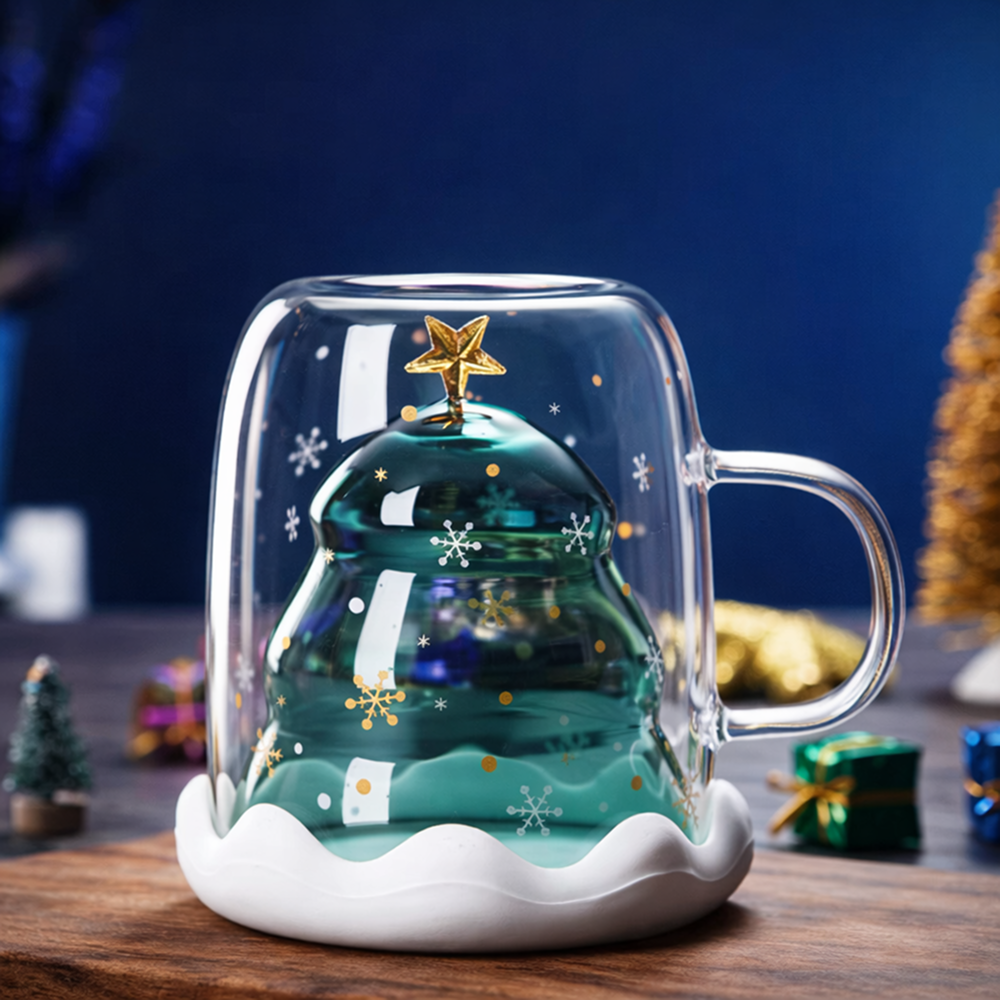 Gambar produk WARM HOME Cangkir Kopi Kaca Double Wall Tahan Panas Mug Glass 300ml - WH3 - 1