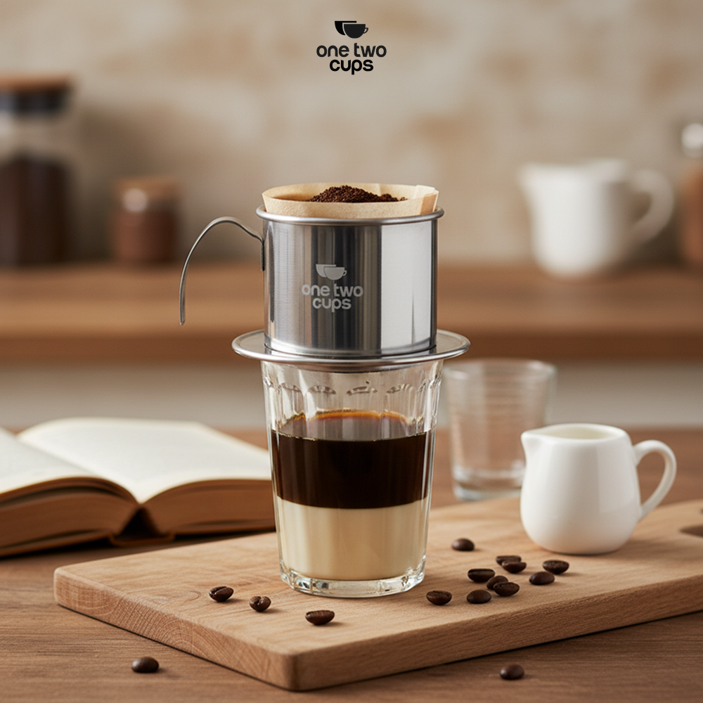 Gambar produk One Two Cups Vietnam Drip Coffee Filter Saringan Kopi Sekrup 250ml 8Q - LC2 - 5
