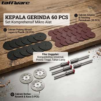 Gambar produk Taffware Kepala Gerinda Diamond Cutting Blade Drill 60 PCS - KSDMPJ-116