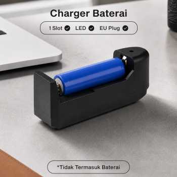 Gambar produk Charger Baterai 18650 1 Slot Li-ion Spring Strip EU Plug 240V - TG-088