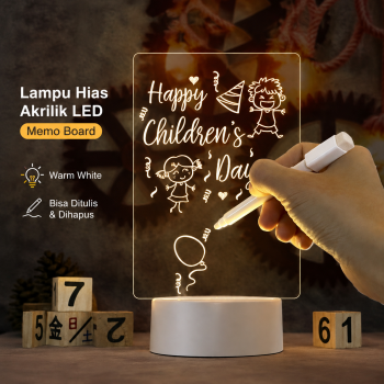 JIAMEN Lampu Hias Akrilik LED Papan Tulis Memo Board Warm White - LJ0039