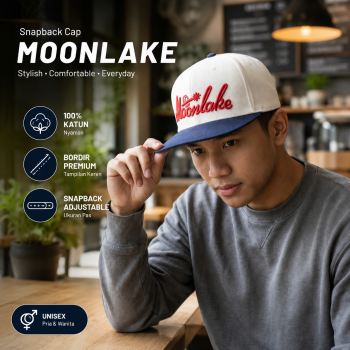 MUJE Topi Snapback Pria Wanita 6 Panel Bordir Moonlake Katun Cap - H207