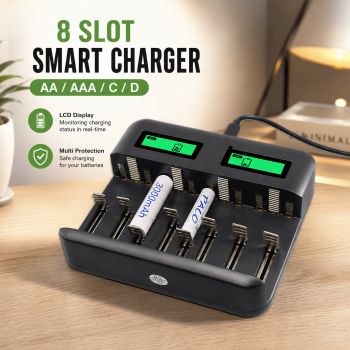 PALO Charger Baterai 8 Slot AA AAA C D Ni-MH Ni-CD Dual LCD Display - NC556