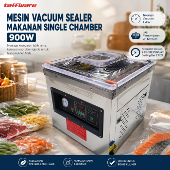 Gambar produk Taffware Mesin Vacuum Sealer Makanan Heavy Duty Single Chamber 900W - DZ400-2D