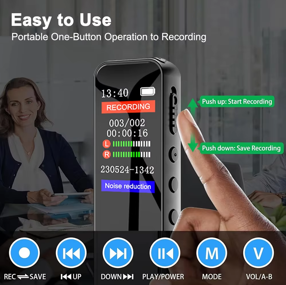 Gambar produk Voxa Perekam Suara Mini Audio Digital Voice Recorder 32GB - VC170 - 2