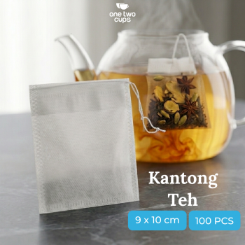 Gambar produk One Two Cups Kantong Teh Celup Kain Saringan Tea Bag Disposable 100PCS 9x10cm - M100