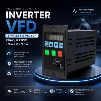 SUSWE Frequency Converter Inverter VFD 3 Phase 220V T13 Vector 750W - RS485