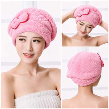 Gambar produk Anller Handuk Pengering Rambut Kepala Hair Wrap Drying Coral Fleece - FO80