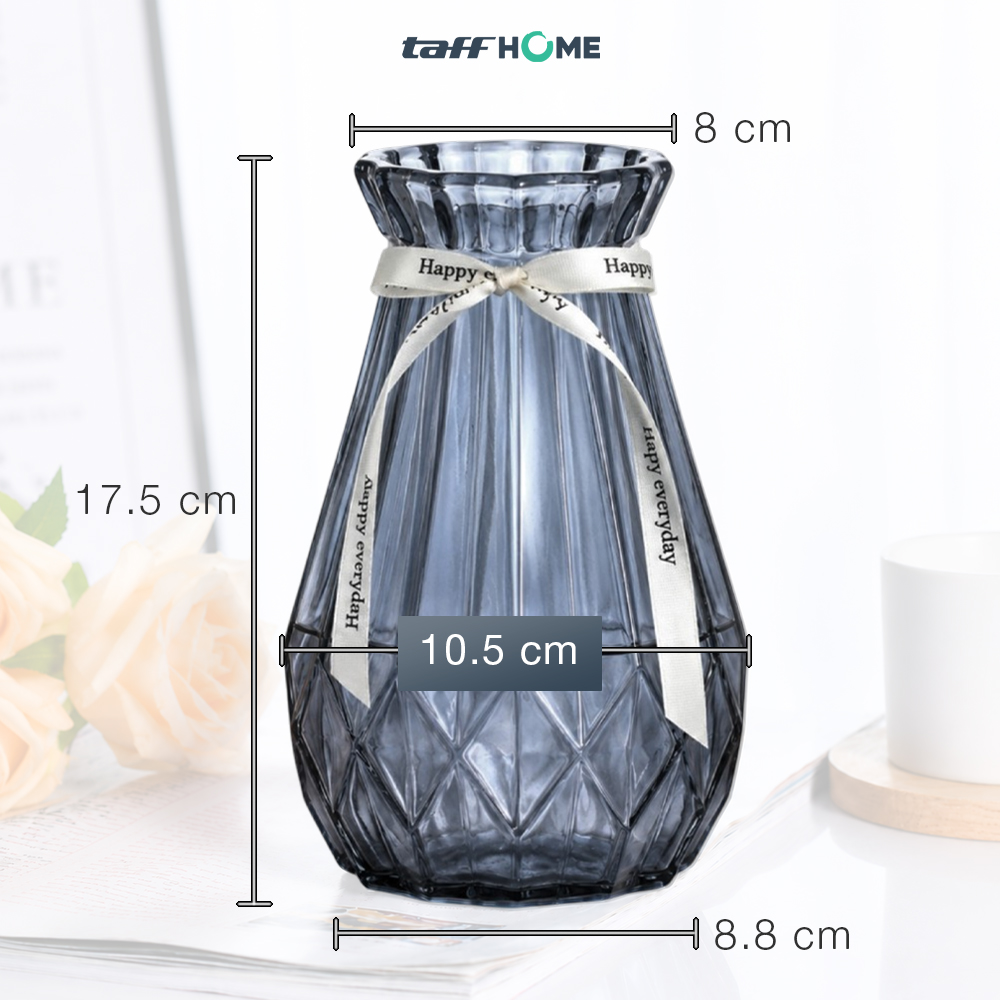 Gambar produk TaffHOME Vas Bunga Kaca Estetik Crystal Ribbon Flower Vase - P-02 - 8