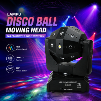 ALiEN Lampu Proyektor Disco Ball Moving Head 16 LED DMX512 RGB 120W - GV120