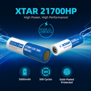 XTAR Baterai Isi Ulang Rechargeable 21700 Button Top 5000mAh 3.6V 1PCS - 21700HP