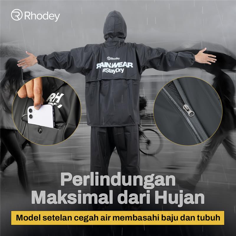 Gambar produk Rhodey Jas Hujan Setelan Motor Visor PVC Waterproof Raincoat M - ZY-12 - 1