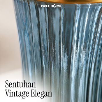 Gambar produk TaffHOME Vas Bunga Kaca Bening Estetik Vintage Glass Flower Vase - Y23 - 1
