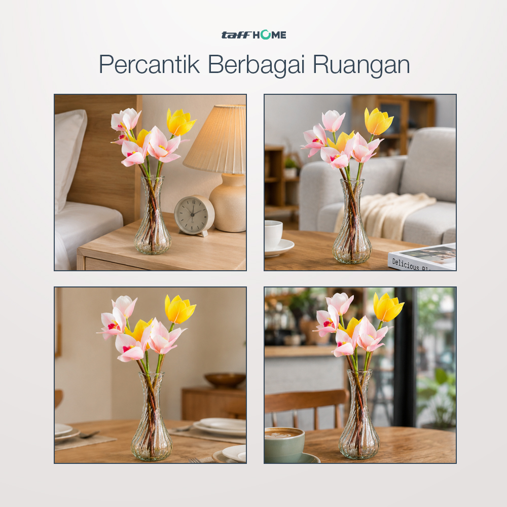 Gambar produk TaffHOME Vas Bunga Botol Kaca Estetik Multifungsi Spiral Flower Vase - FN-15 - 7