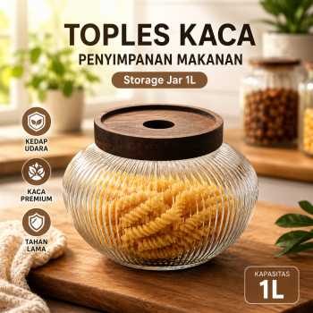 Noolim Toples Kaca Penyimpanan Makanan Vintage Kedap Udara Storage Jar 1L - HC102 - Transparent