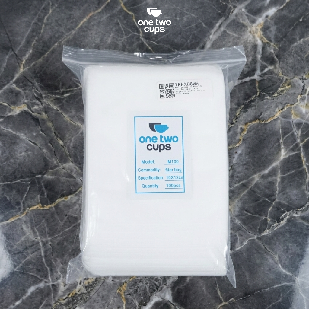 Gambar produk One Two Cups Kantong Teh Celup Kain Saringan Tea Bag Disposable 100PCS 10x12cm - M100 - Kemasan