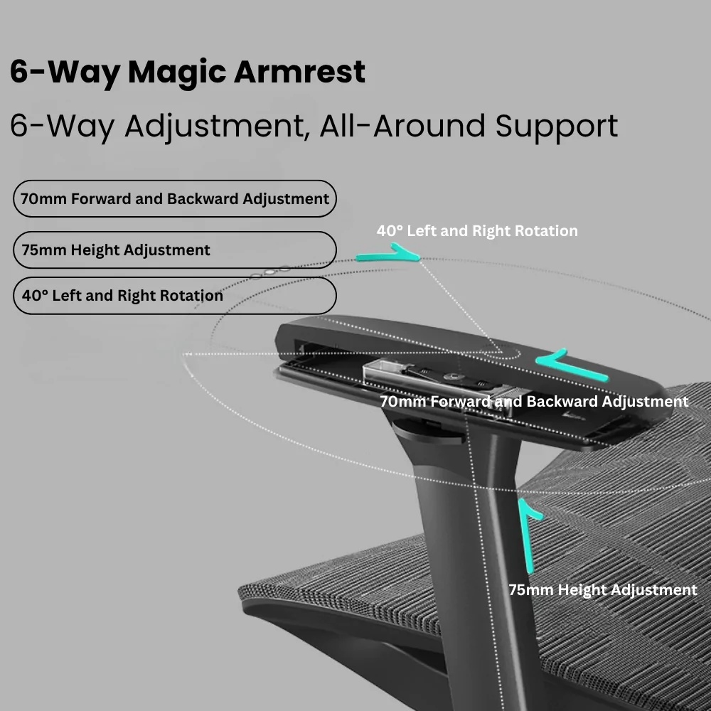 Gambar produk HBADA Kursi Kantor Office Chair 3D Lumbar 6 Way Magic Armrest - E216BGD - 5