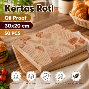 KEMORELA Kertas Roti Baking Paper Food Grade Oil Proof 50 PCS - BP-20